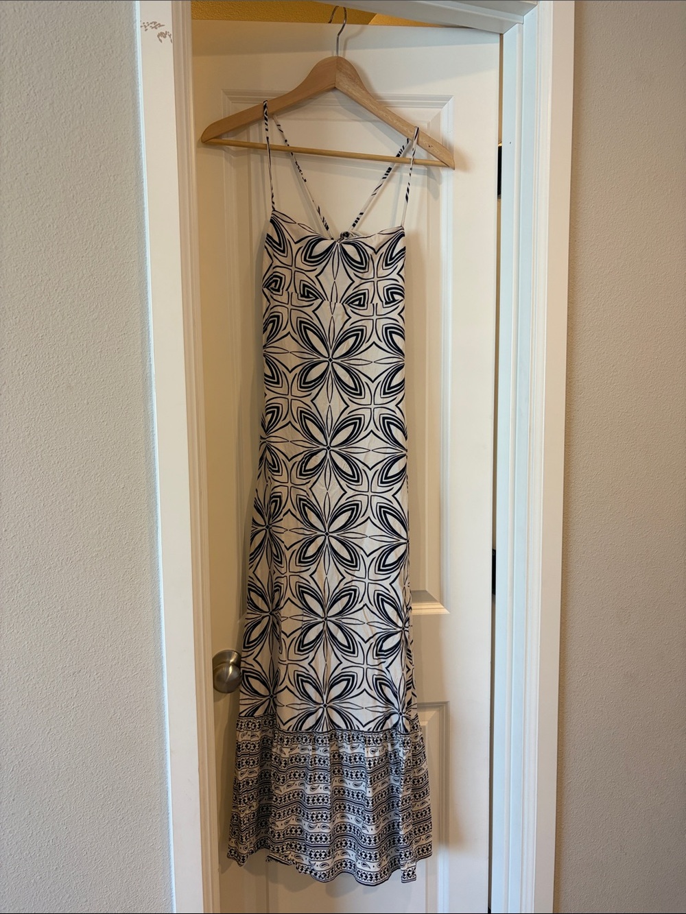 Target Black and White Spaghetti-Strap Maxi Dress with Floral Geometric Print
